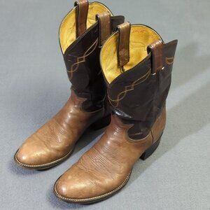 Tony Lama Vintage Boots Men's 9B Brown Western Made In USA 1990 Style 2032